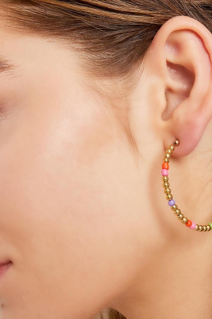 Boucles d'oreilles perles colorées - collection #summergirls Rosé Acier inoxydable Image2